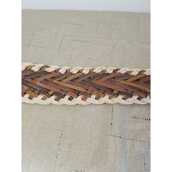 Jute Brown Vegan Leather Women's Woven Belt Size 7-9 /36‎ Length Med - Picture 3 of 5